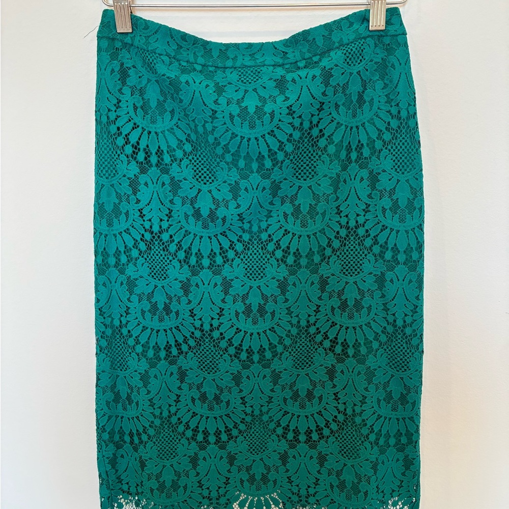 bebe Teal Lace Pencil Skirt
